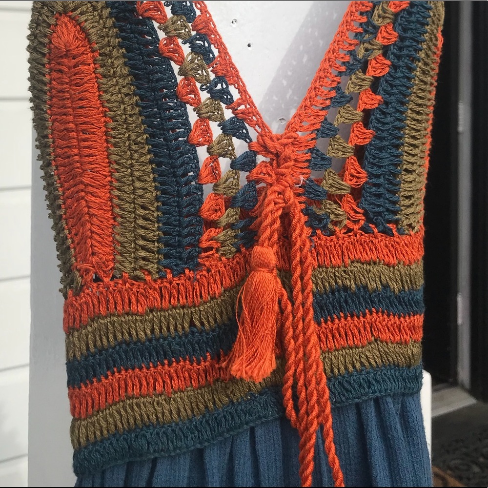 Zara Knit Crochet Top Maxi Dress, Small - Picture 6 of 8